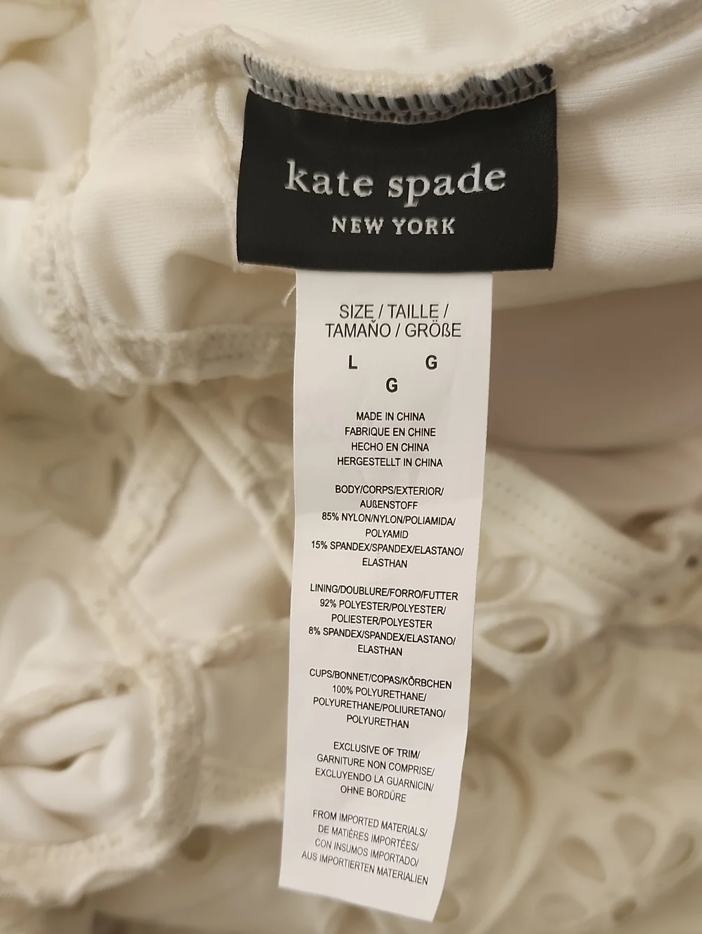 Kate Spade New‎ York Eyelet Cutout One Piece Swimsuit Ivory Large NWOT Bridal